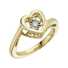 Jóias de anéis de diamante de dança de ouro 18k em forma de coração